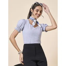 Style Quotient Women Sweetheart Neck Puff Sleeve Cotton Regular Top-picture-12