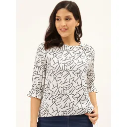 Style Quotient Women White & Black Abstract Print Regular Top-image-39