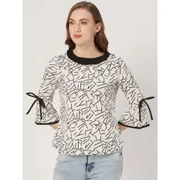 Style Quotient Women White and Black Abstract Print Top-image-40