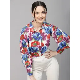 Style Quotient Women White and Multi Floral Polyester Regular Smart Casual Shirt-picture-29