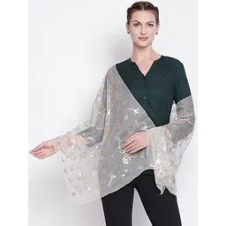 Style Quotient Women White Embellished Scarf image 4