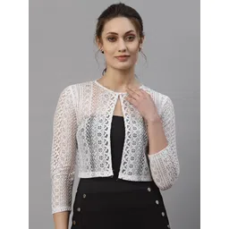 Style Quotient Women White Laced Cropped Shrug-picture-24