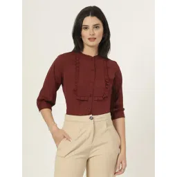 Style Quotient Women White Polymoss Regular Fit Smart Casual Lace Insert Top-picture-45