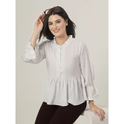 Style Quotient Women White Polymoss Regular Fit Smart Casual Top-picture-44