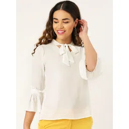 Style Quotient Women White Semi Sheer Solid Top-picture-19