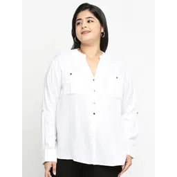 Style Quotient Women White Solid Plus Size Formal Shirt-picture-38