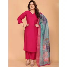 STYLE SAMSARA V-Neck Straight Kurta With Trouser & Dupatta-picture-16
