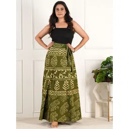Style Shoes Ethnic Motifs Block Printed Cotton Wrap Around Maxi Skirt-picture-32