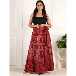 Style Shoes Ethnic Motifs Block Printed Cotton Wrap Around Maxi Skirt-picture-40