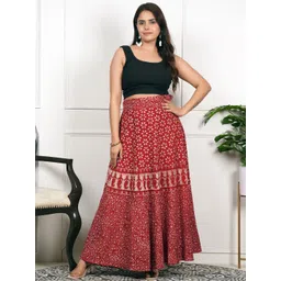 Style Shoes Floral Printed Cotton Wrap Maxi Skirt-picture-36