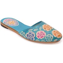 style socio fashions Women's Ethnic Floral Mules, Traditional Indian Mojari Flat Sandals-picture-26