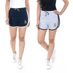 styleaone Pack of 2 Self Design Women Dark Blue, Grey Hotpants, Night Shorts, Gym Shorts, Cycling Shorts, Running Shorts, Sports Shorts-picture-33