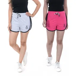 styleaone Pack of 2 Self Design Women Grey, Pink Hotpants, Night Shorts, Gym Shorts, Cycling Shorts, Running Shorts, Sports Shorts-picture-23