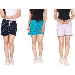 styleaone Pack of 3 Printed Women Multicolor Beach Shorts, Gym Shorts, Night Shorts, Regular Shorts, Basic Shorts, Running Shorts, Sports Shorts, Cycling Shorts-picture-24