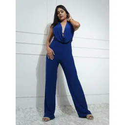 StyleAsh Blue Halter Neck Basic Jumpsuit image 3