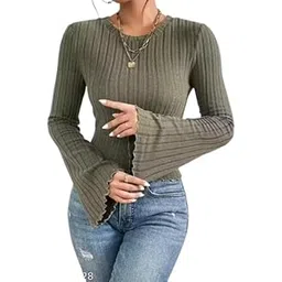 Stylecast Striped Tie-Up Neck Bell Sleeve Top for Women-picture-11