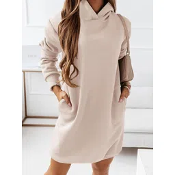 StyleCast Beige Hooded Longline Pullover Sweatshirt-picture-14