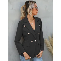 StyleCast Black Notched Lapel Long Sleeves Single-Breasted Blazer-picture-42