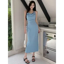 StyleCast Blue Halter Neck Sheath Midi Dress-picture-17
