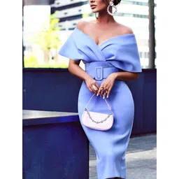 StyleCast Blue Off-Shoulder Sheath Dress-picture-23