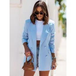 StyleCast Blue Slim-Fit Double-Breasted Blazer-picture-17