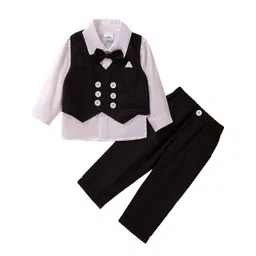 StyleCast Boys Black Colourblocked Pure Cotton Shirt with Trousers-picture-30