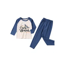 StyleCast Boys Blue & White Colourblocked Night suit-picture-13