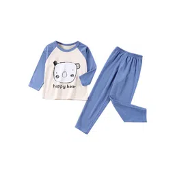 StyleCast Boys Blue & White Printed Night suit-picture-12