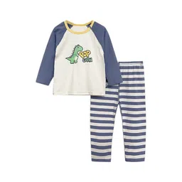 StyleCast Boys Blue & White Printed Pure Cotton T-Shirt & Pyjamas-picture-14