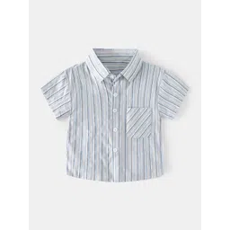 StyleCast Boys Blue & White Spread Collar Striped Regular Fit Cotton Casual Shirt-picture-16
