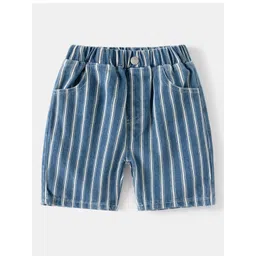 StyleCast Boys Blue Striped Mid Rise Cotton Shorts-picture-41