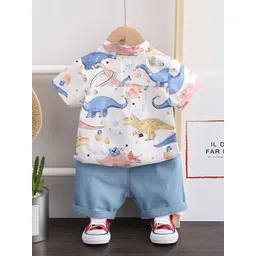 StyleCast Boys White & Blue Printed Shirt with Shorts-picture-29