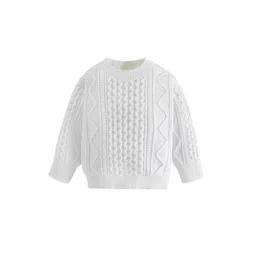 StyleCast Boys White Cable Knit Self Design Turtle Neck Ribbed Cotton Pullover-picture-24