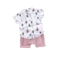 StyleCast Boys White Graphic Printed Shirt with Shorts-picture-34