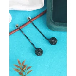 StyleCast Brass Plated Rhinestone Studded Spherical Drop Earrings-picture-40