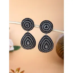 StyleCast Brass Plated Rhinestone Studded Teardrop Shaped Drop Earrings-picture-26