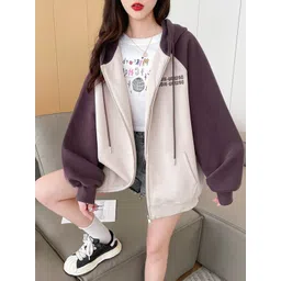 StyleCast Brown Colourblocked Cotton Front-Open Pullover-picture-32