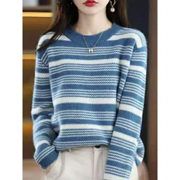 StyleCast Classic Striped Round Neck Long Sleeves Ribbed Pullover Sweater-picture-20