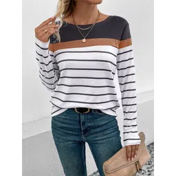 StyleCast Dark Grey & White Striped T-shirt-picture-17