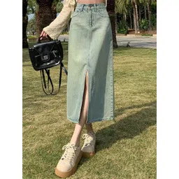 StyleCast Denim A-Line Midi  Skirt-picture-13