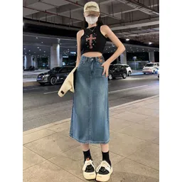 StyleCast Denim A-Line Midi Skirt-picture-13