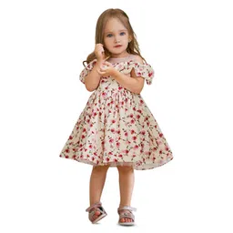 StyleCast Fuchsia Girls Floral Printed Puff Sleeves Ruffles Detail Balloon Mini Dress-picture-26