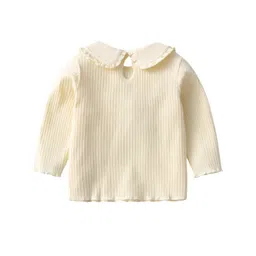 StyleCast Girls Beige Floral Peter Pan Collar Cotton Top image 2