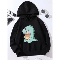 StyleCast Girls Black Graphic Printed Hooded Pullover image 1