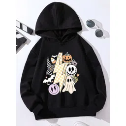 StyleCast Girls Black Graphic Printed Hooded Sweatshirt-picture-14