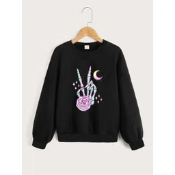 StyleCast Girls Black Graphic Printed Sweatshirt-picture-24