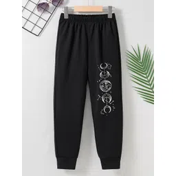 StyleCast Girls Black Mid Rise Graphic Printed Joggers-picture-34