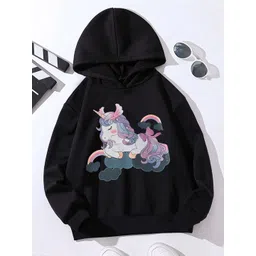 StyleCast Girls Black Unicorn Printed Hooded Pullover Sweatshirt-picture-24