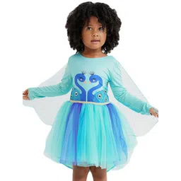 StyleCast Girls Blue Conversational Printed Cotton A-Line Dress-picture-28