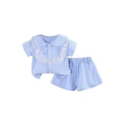 StyleCast Girls Blue Ruffles Detail Shirt with Pyjamas-picture-41
